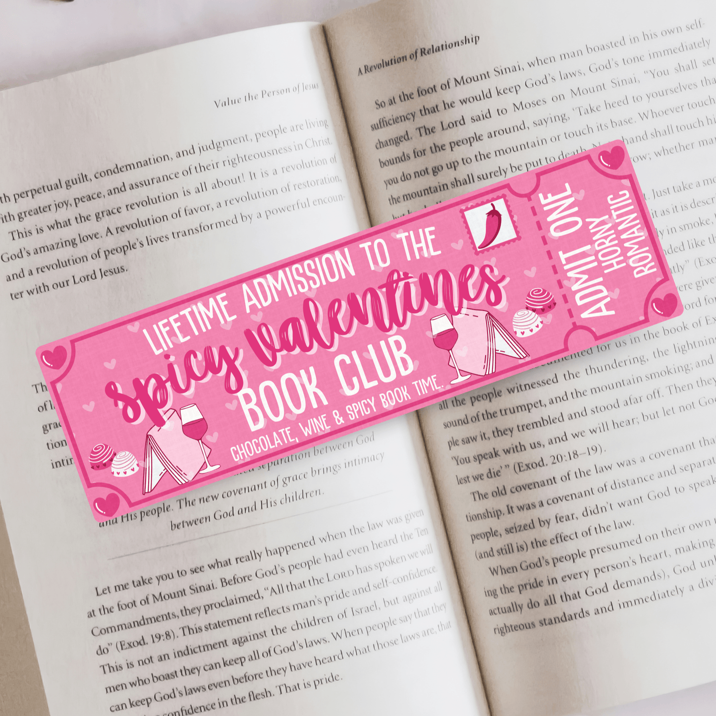Spicy Valentine Book Club Cardstock Bookmark - Awfullynerdy.co
