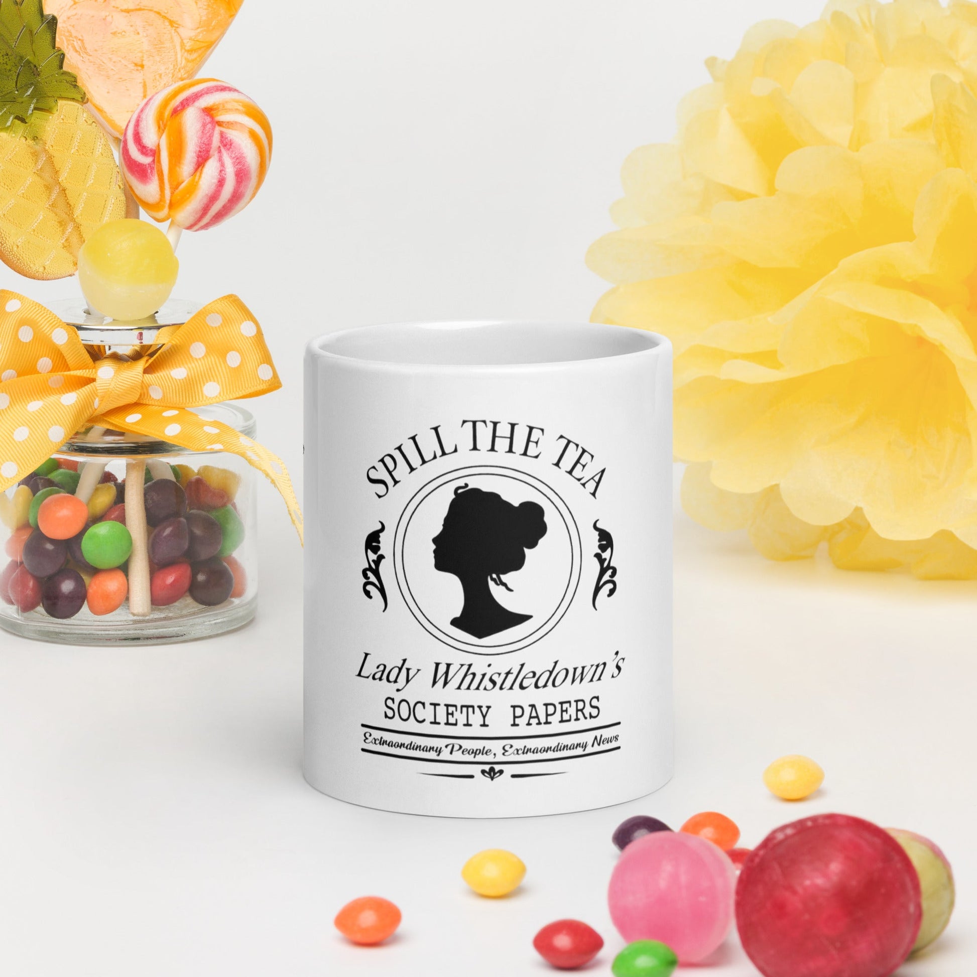 Spill The Tea Lady Whistledown White glossy mug - Awfullynerdy.co