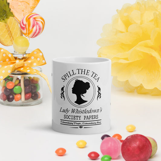 Spill The Tea Lady Whistledown White glossy mug - Awfullynerdy.co