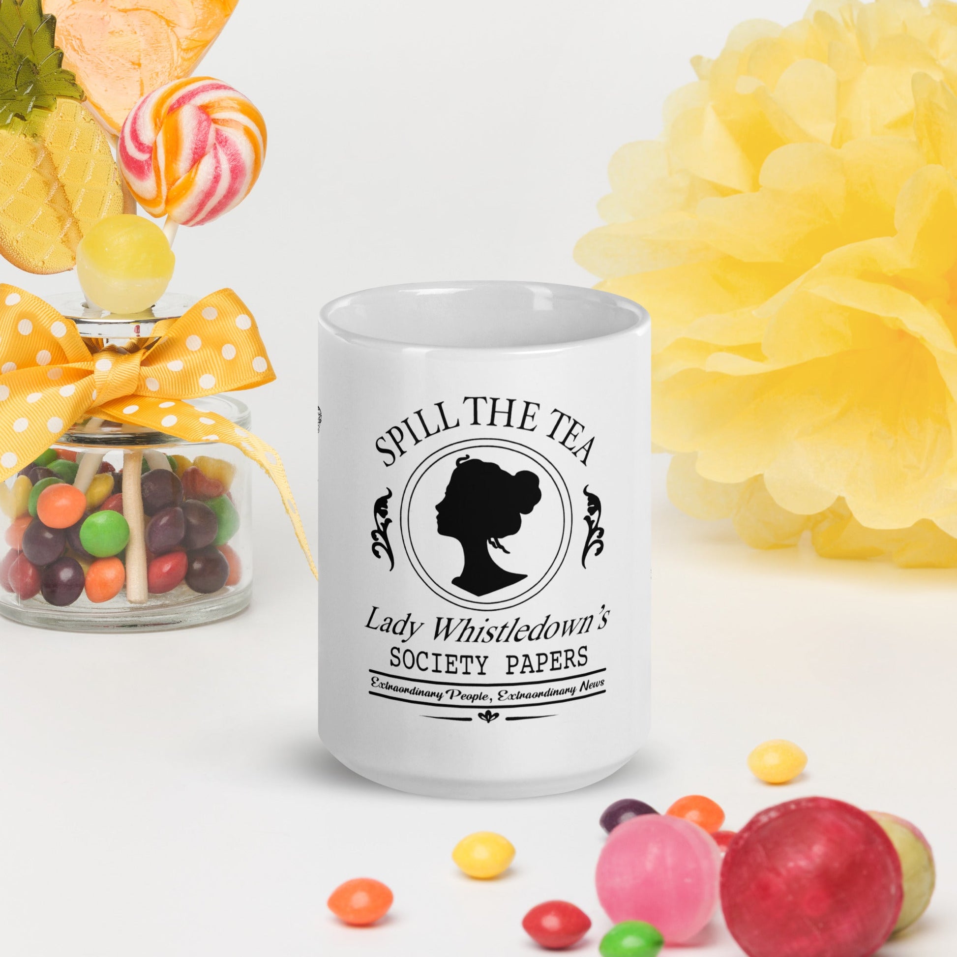 Spill The Tea Lady Whistledown White glossy mug - Awfullynerdy.co