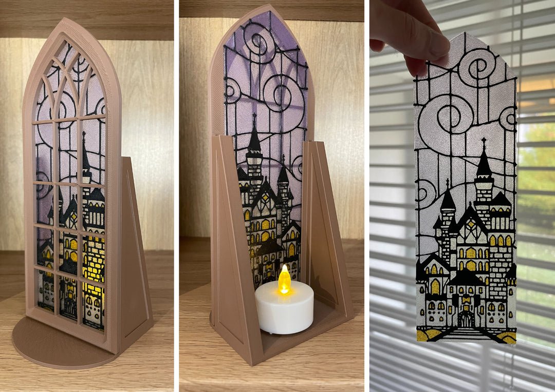Stained Glass - Style Tealight Snake and Crown Inspired Book Nook with Storage - Optional Without Storage - Awfullynerdy.co