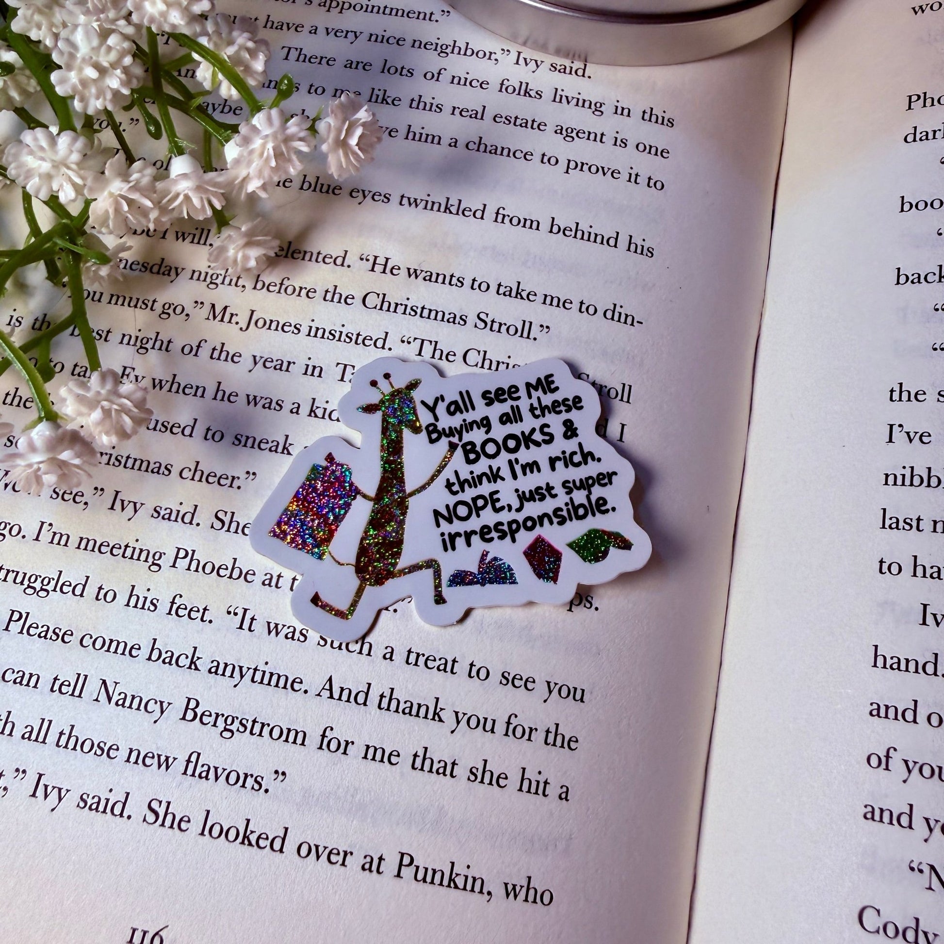 Super Irresponsible Giraffe Crushed Glitter Sticker - Awfullynerdy.co