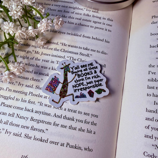 Super Irresponsible Giraffe Crushed Glitter Sticker - Awfullynerdy.co