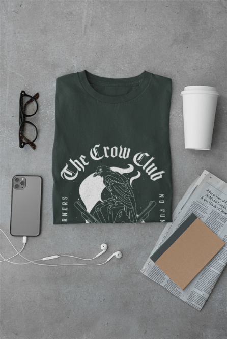 The Crow Club Tee, Unisex Graphic T-Shirt, Casual Streetwear, Gift for Friends, Punk Fashion, Halloween Outfit - Awfullynerdy.co