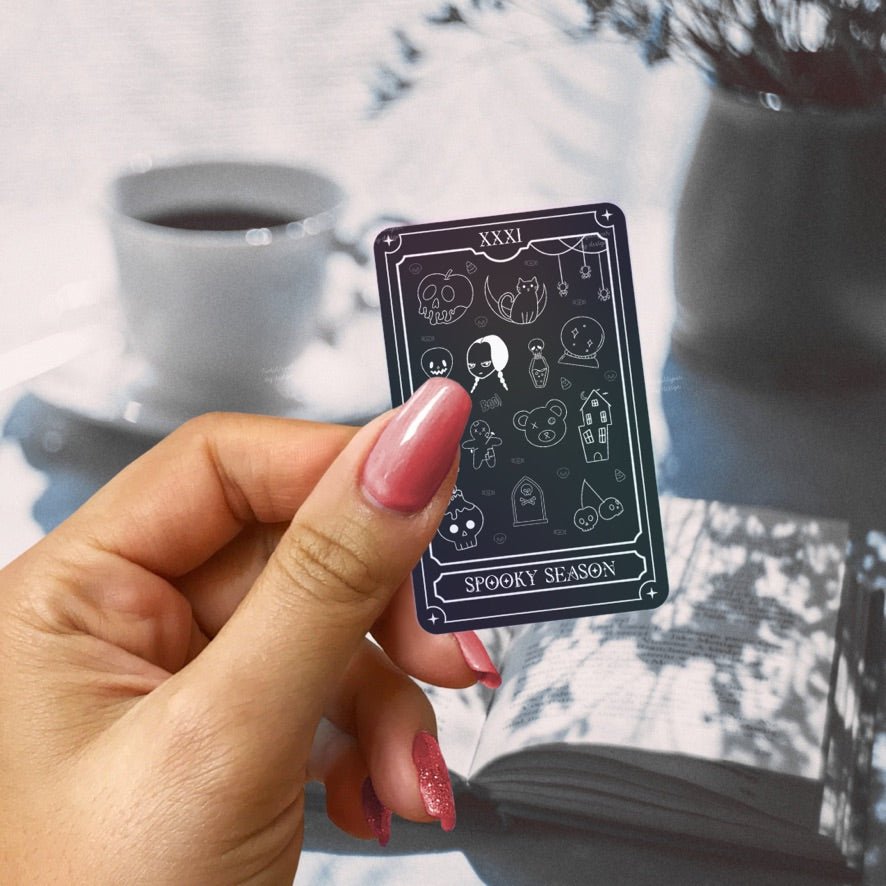 The Spooky Season Tarot Card Holographic Sticker - Awfullynerdy.co