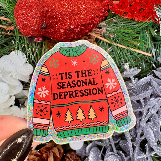 Tis The Seasonal Depression Sweater Holiday Sticker - Awfullynerdy.co