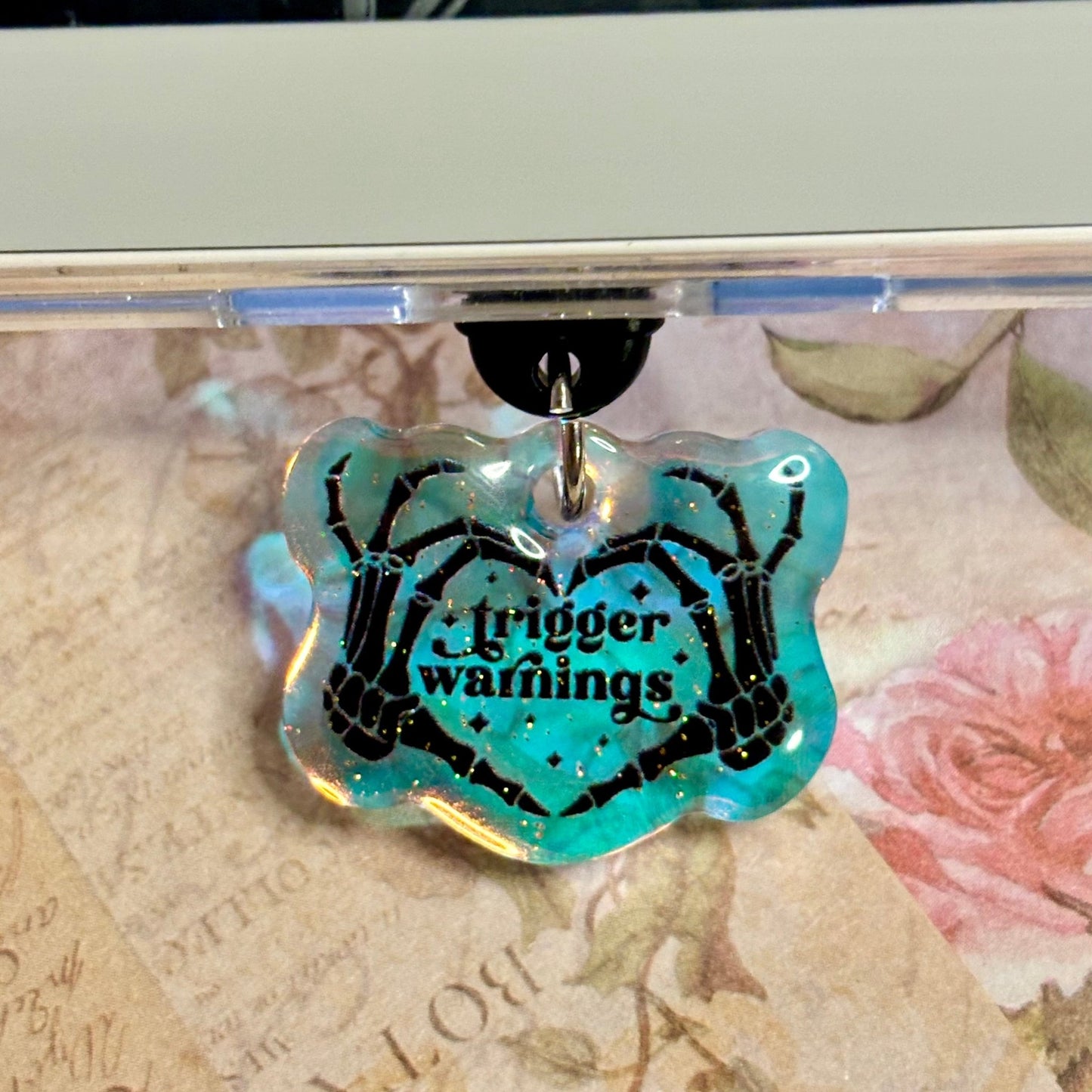 Trigger Warnings Smut Holographic Sparkle USB - C Dust Plug Kindle Charm - Awfullynerdy.co