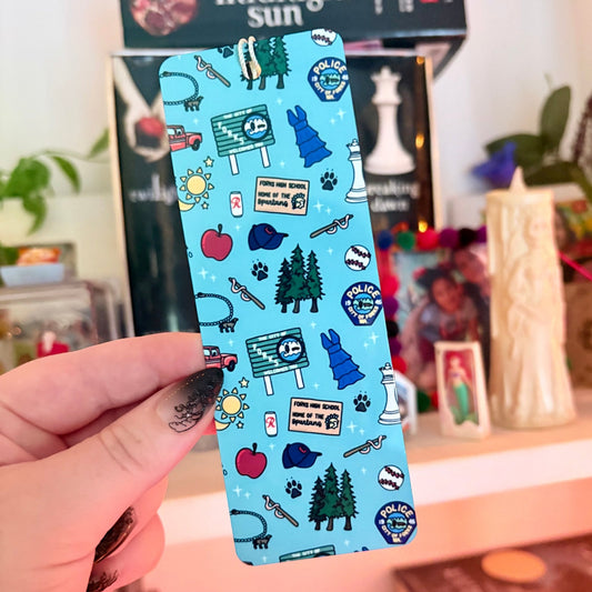 Twilight Inspired Symbols Blue Metal Bookmark - Awfullynerdy.co