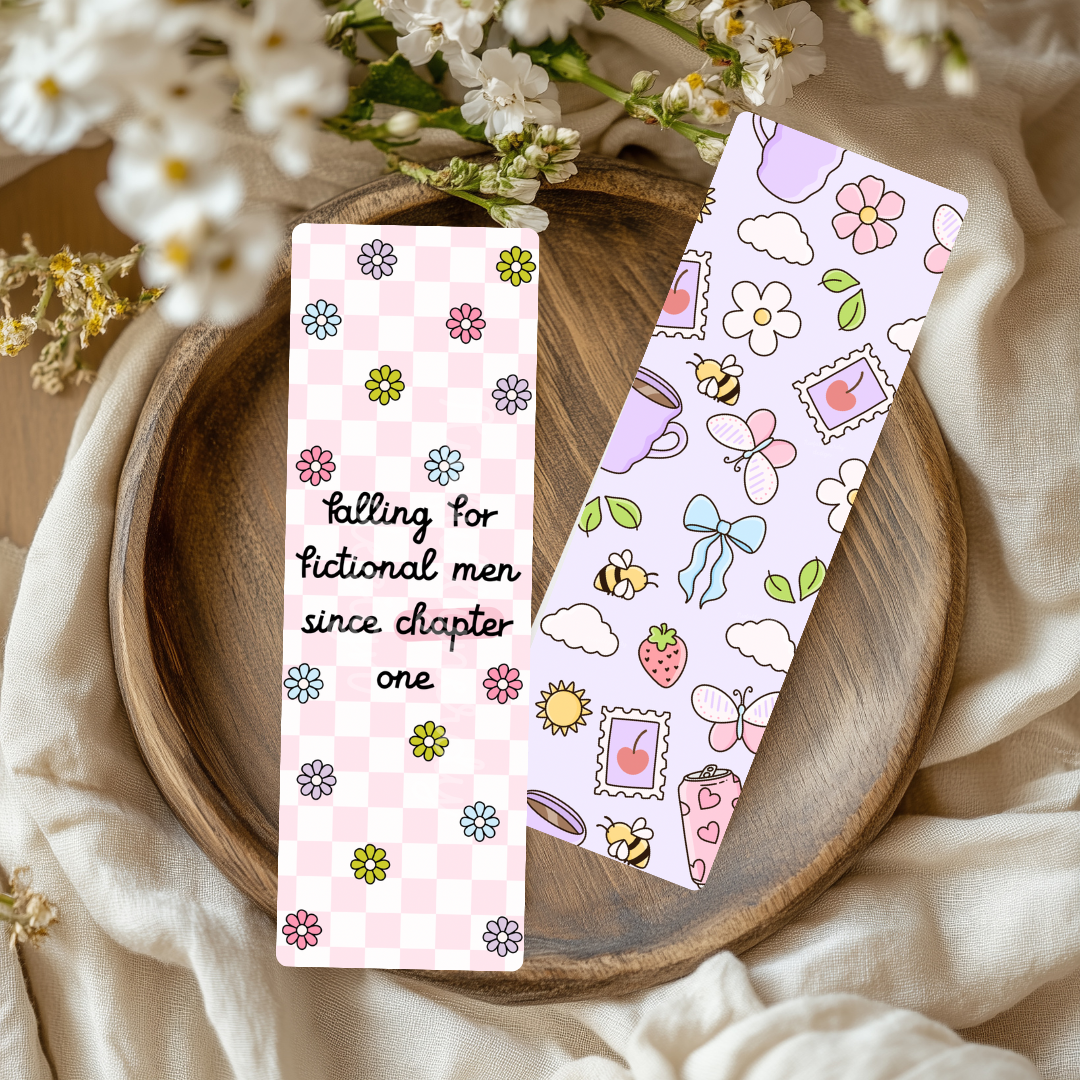 Falling for Fictional Men Since Chapter One Dual-Sided Cardstock Bookmark