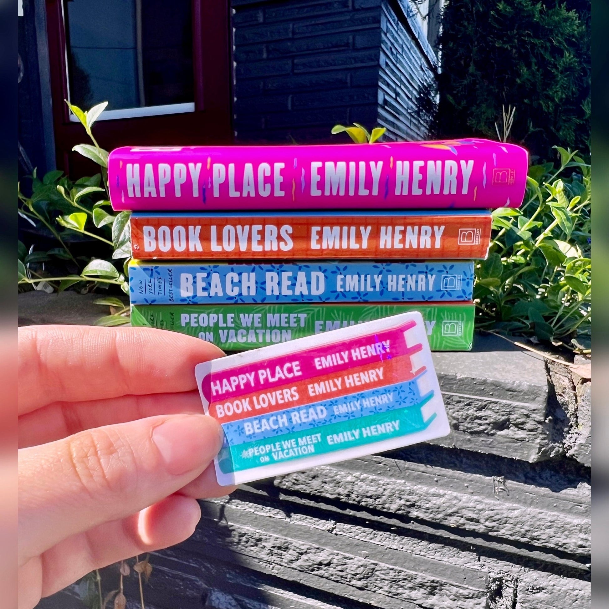 Emily Henry Bookstack Sticker - Awfullynerdy.co