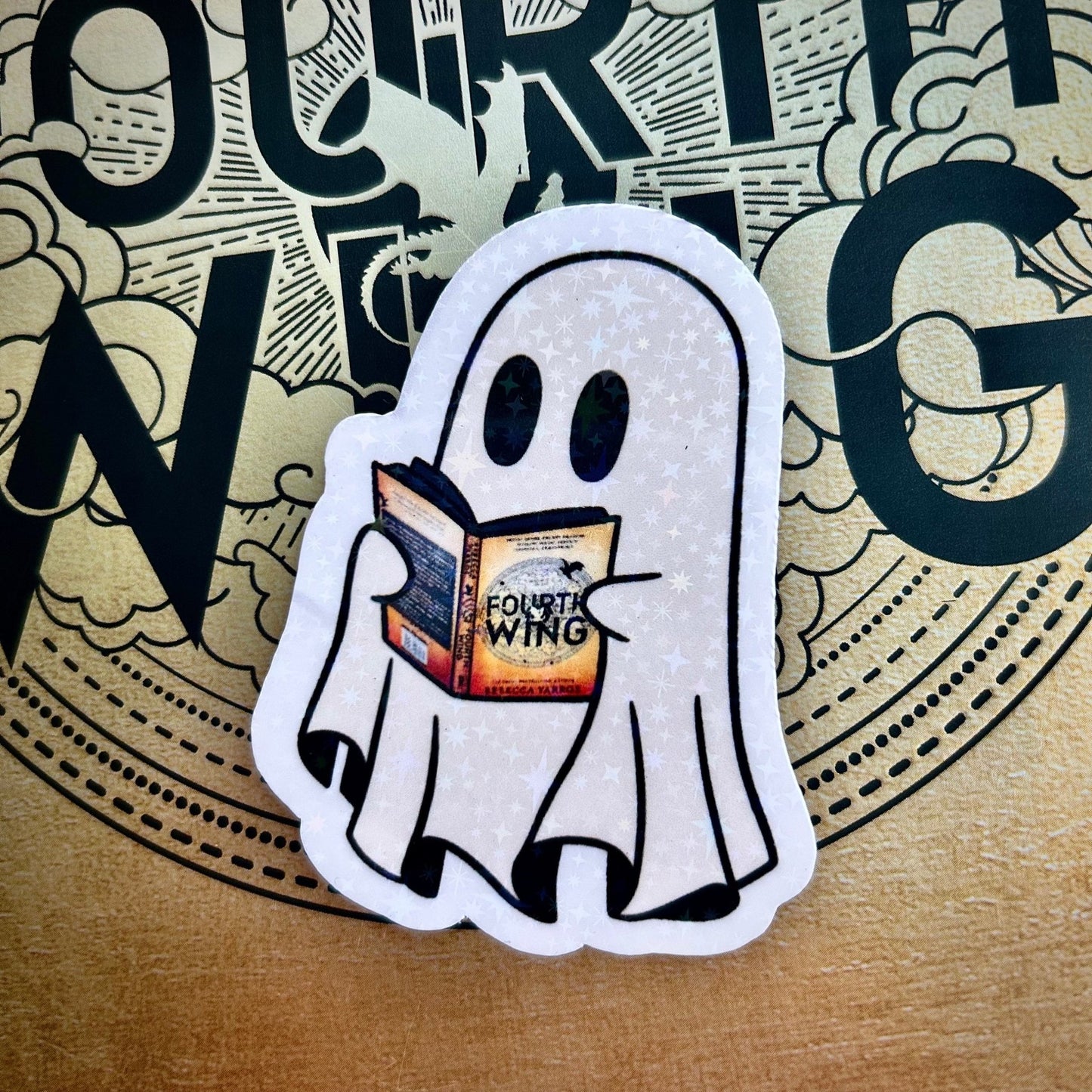 Ghost Reading Fourth Wing Sticker - Awfullynerdy.co