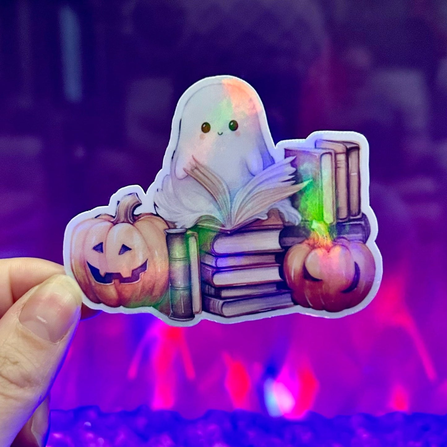 Ghost with Book Stickers - Awfullynerdy.co