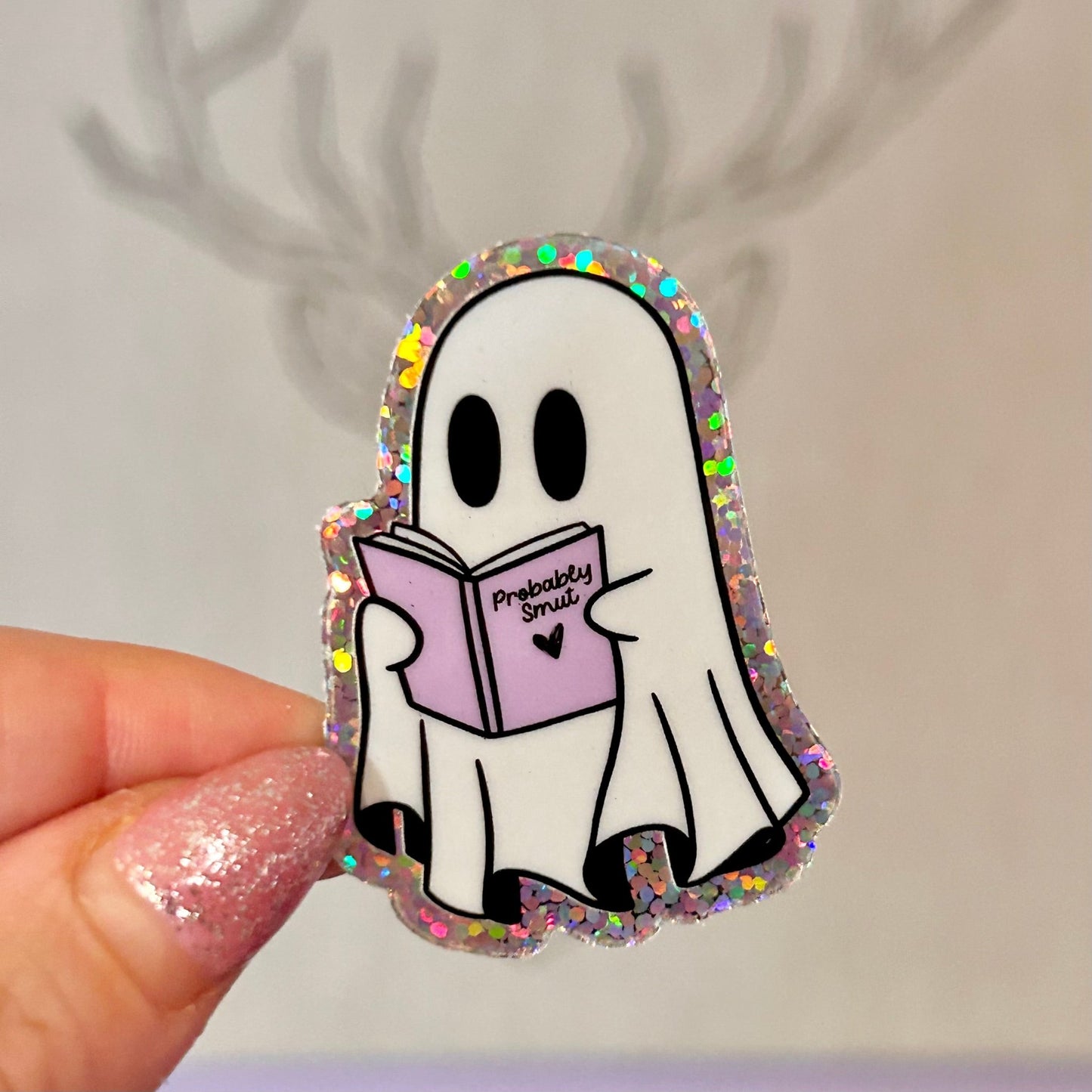 Probably Smut Ghost Glitter Sticker - Awfullynerdy.co