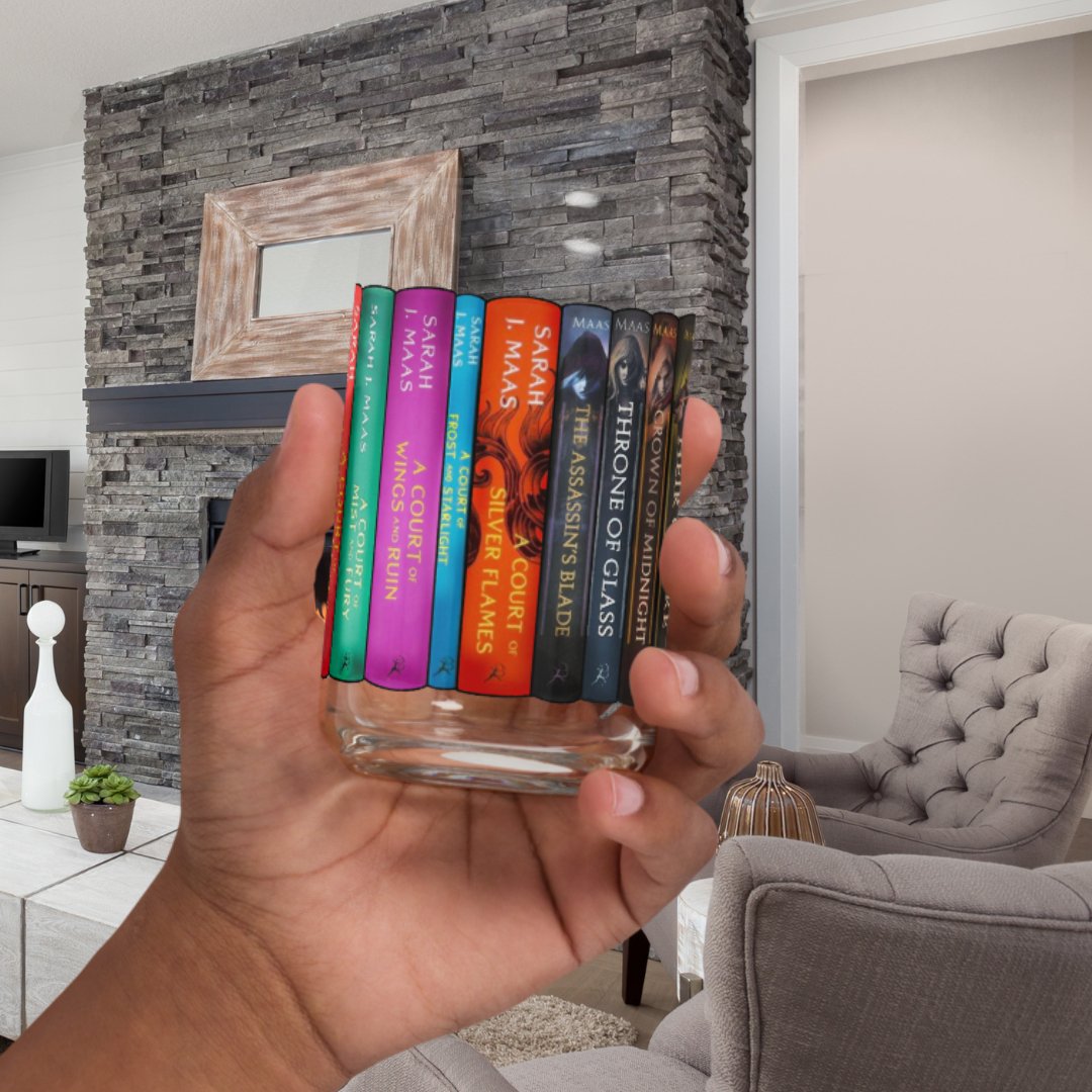 SJM Universe Book Spines Can-shaped 16oz glass - Awfullynerdy.co