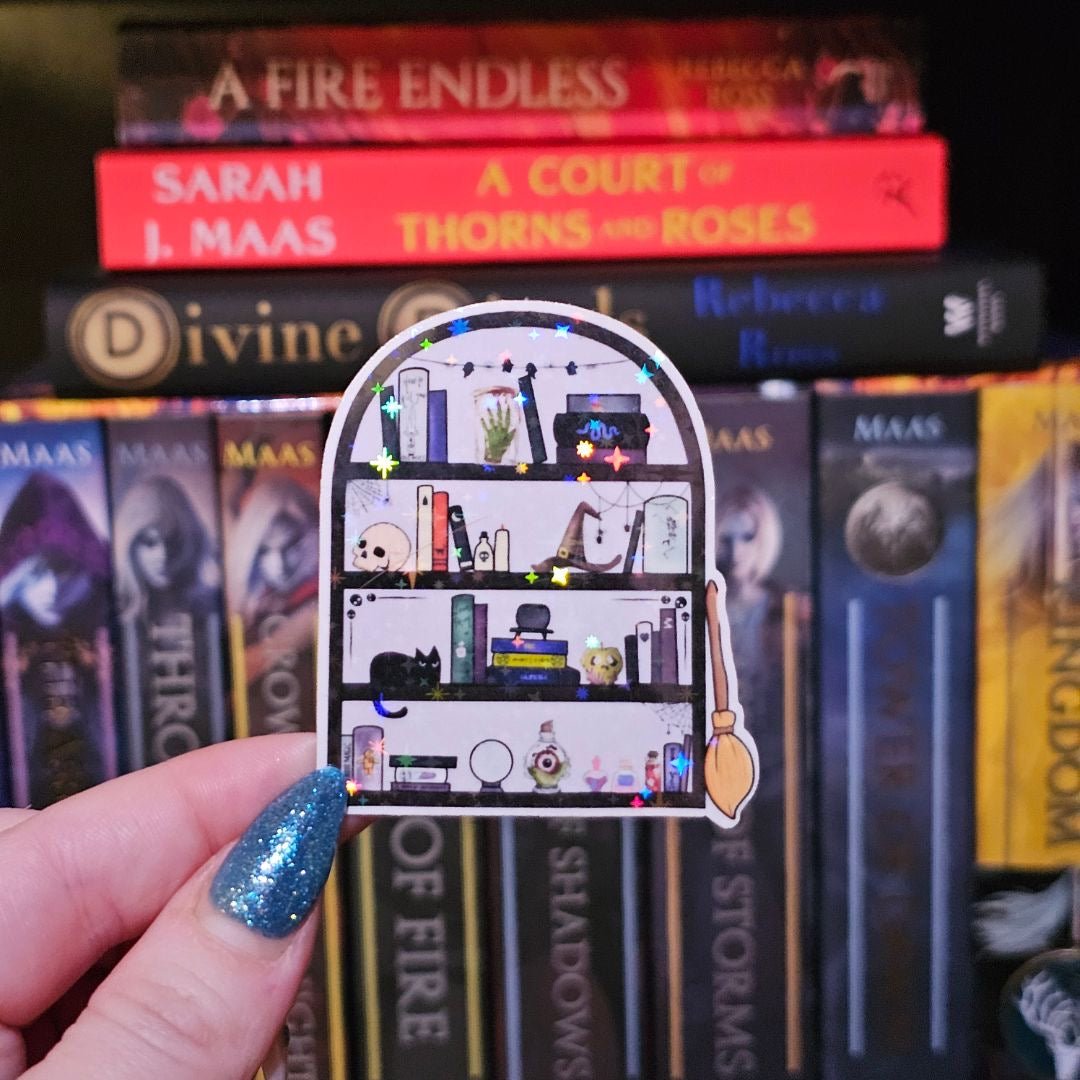Spooky Bookshelf Sticker - Awfullynerdy.co