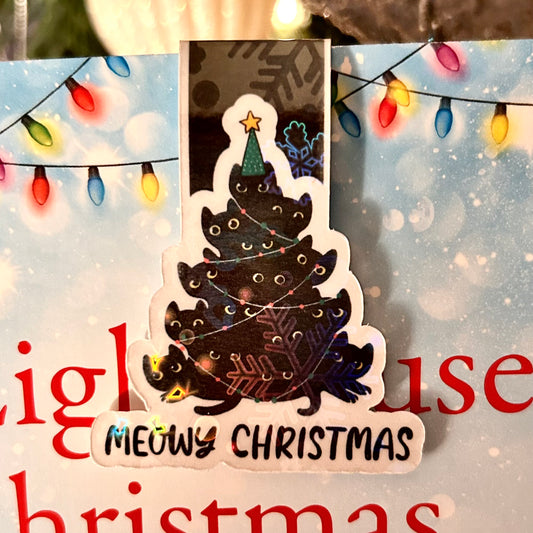 Meowy Christmas Magnetic Bookmark