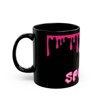 Spooky Pink Drip Black Mug — Halloween Ghost Coffee Cup (11oz & 15oz)