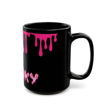 Spooky Pink Drip Black Mug — Halloween Ghost Coffee Cup (11oz & 15oz)