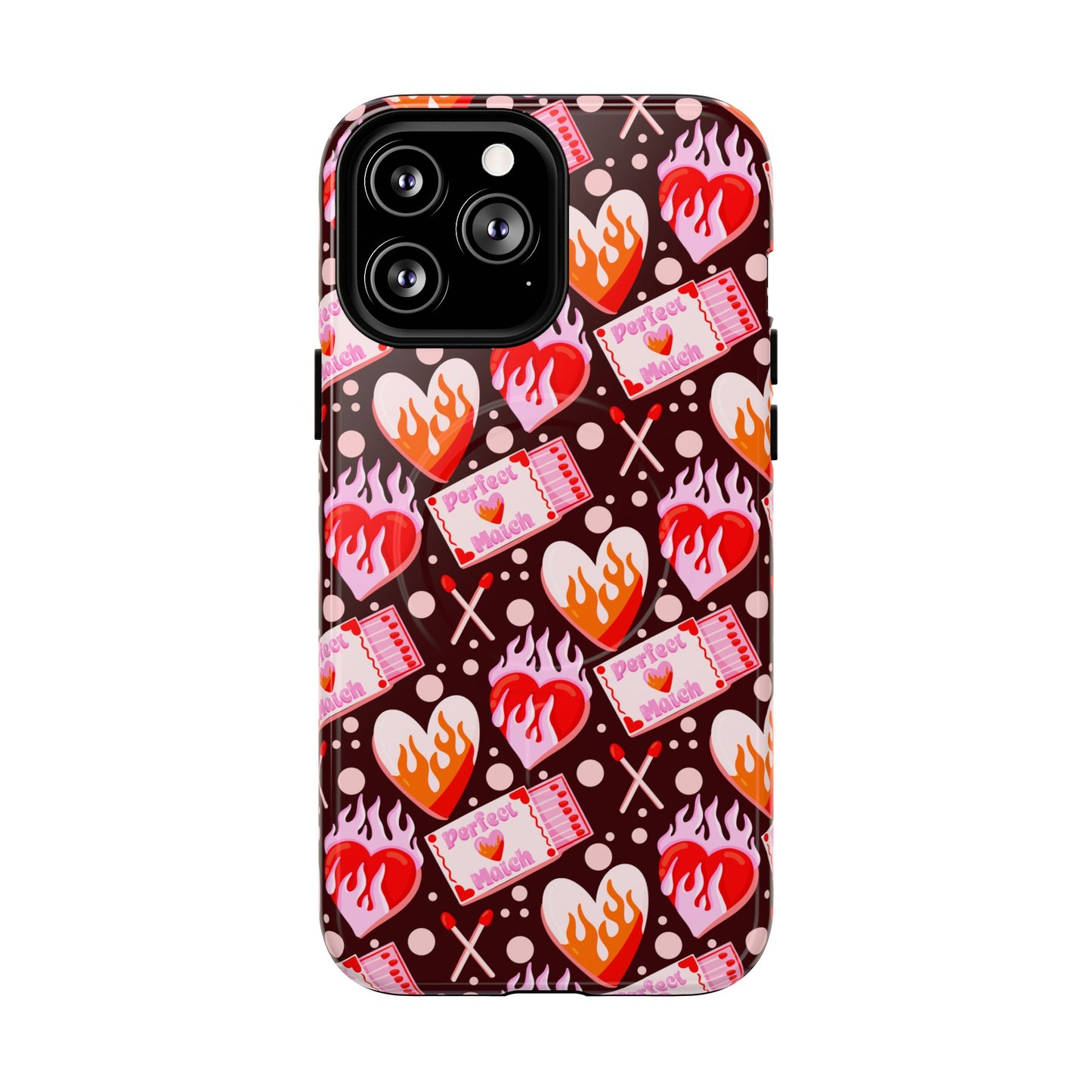 Phone Case — Flaming Heart & Ticket Pattern Tough Magnetic Case