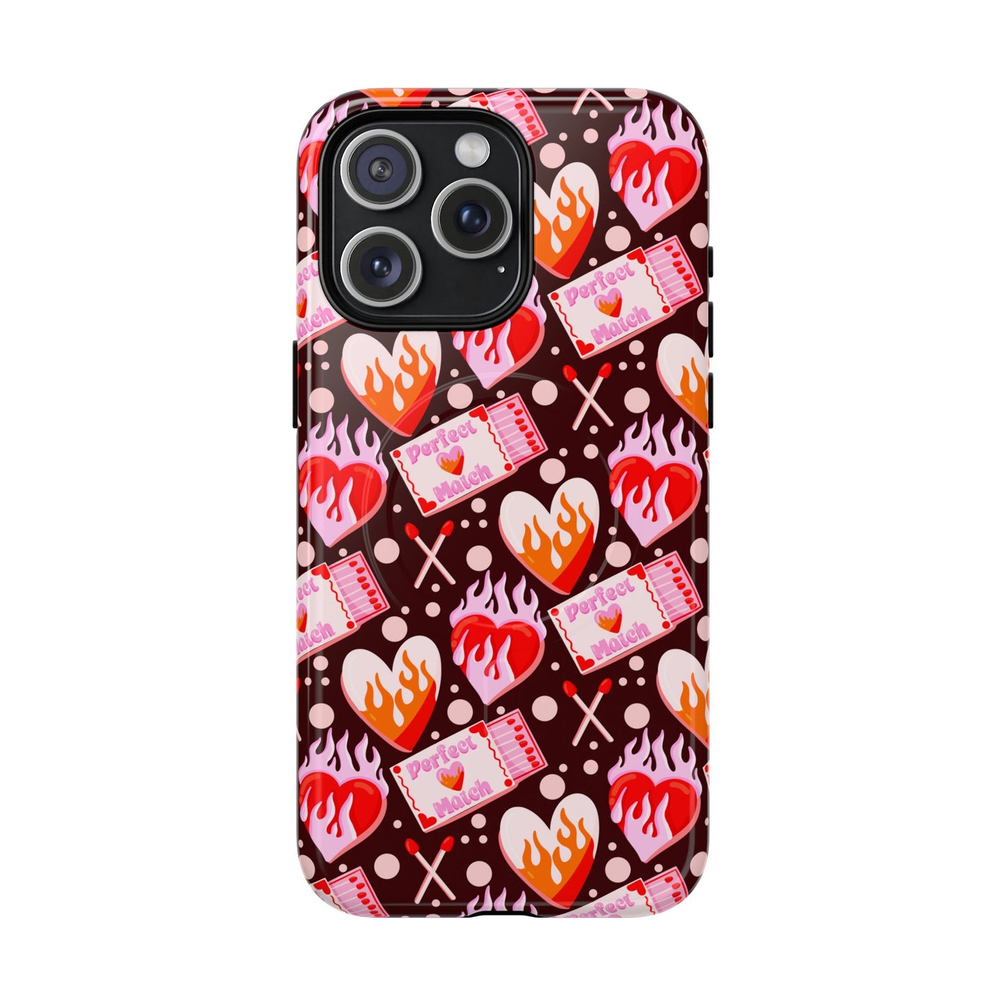 Phone Case — Flaming Heart & Ticket Pattern Tough Magnetic Case