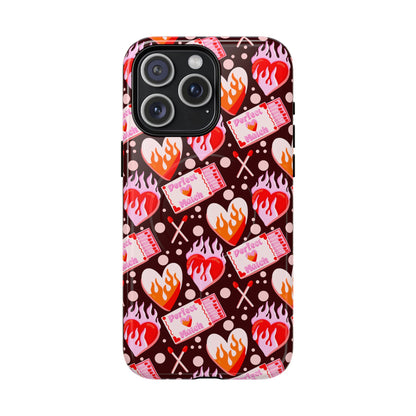 Phone Case — Flaming Heart & Ticket Pattern Tough Magnetic Case