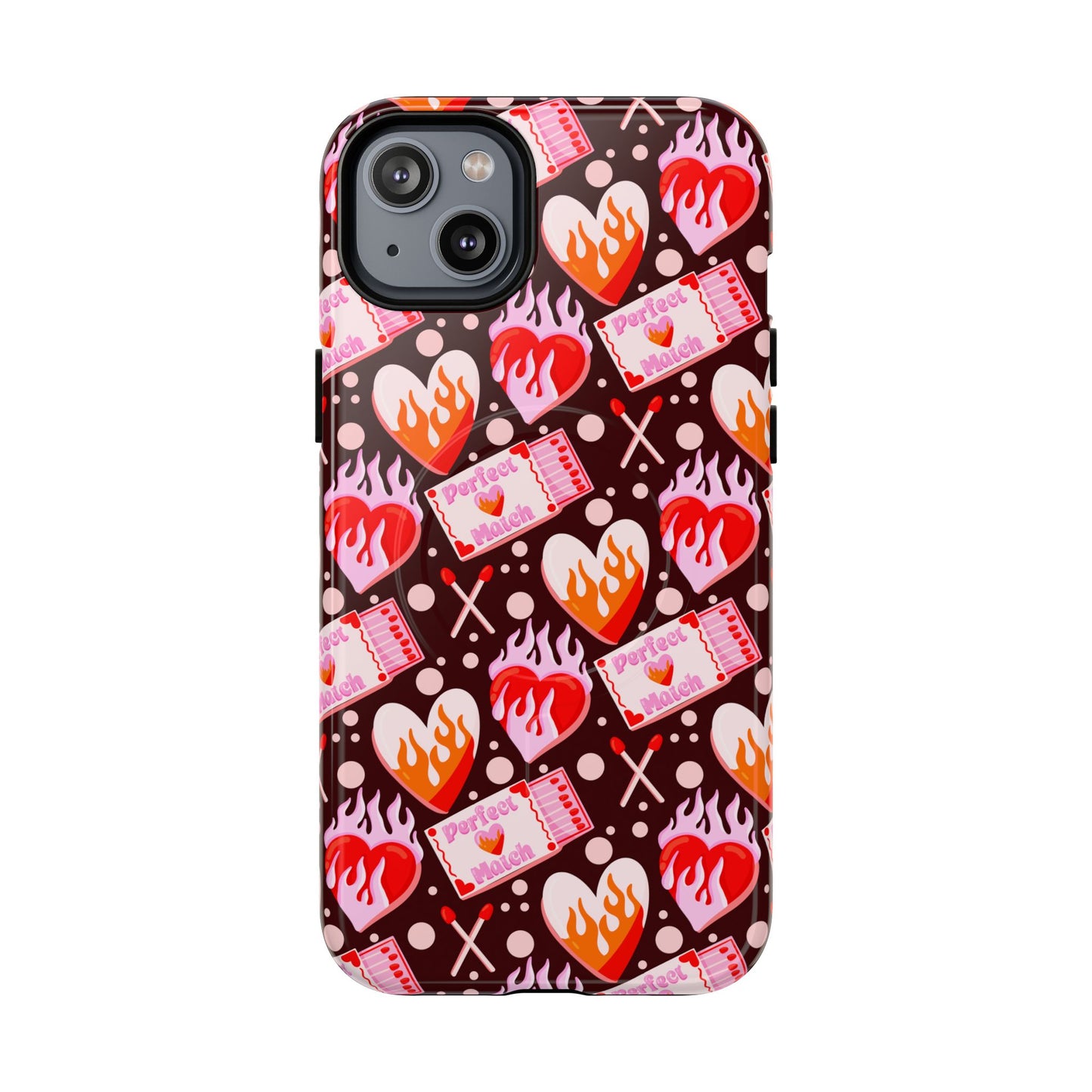 Phone Case — Flaming Heart & Ticket Pattern Tough Magnetic Case