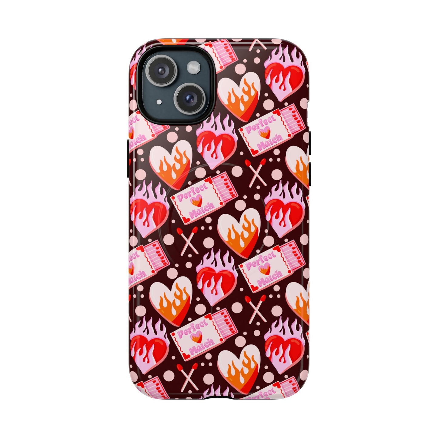 Phone Case — Flaming Heart & Ticket Pattern Tough Magnetic Case