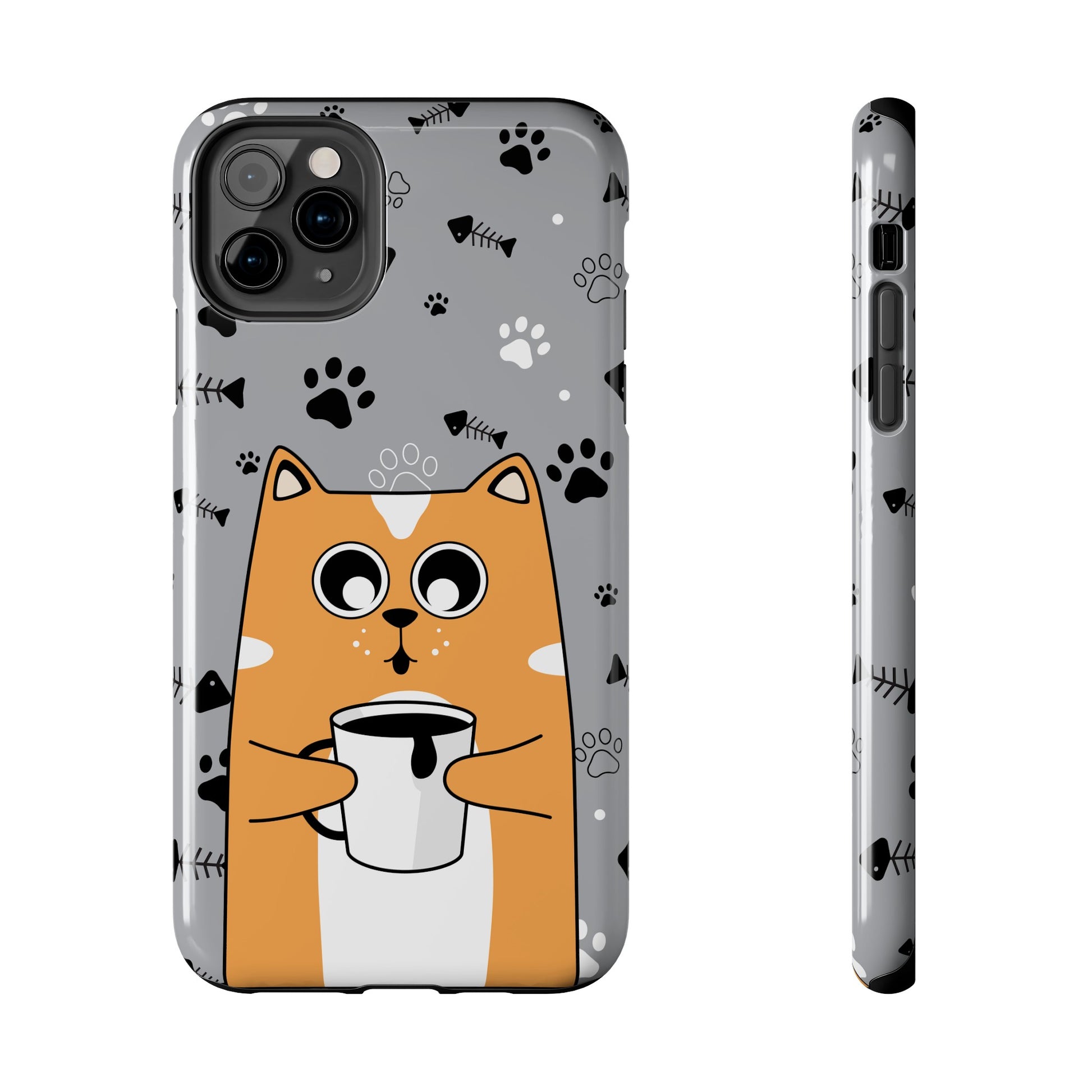 Cat Drinking Coffee Tough Phone Case - Awfullynerdy.co