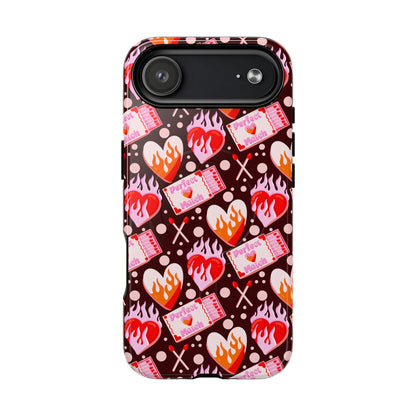 Phone Case — Flaming Heart & Ticket Pattern Tough Magnetic Case