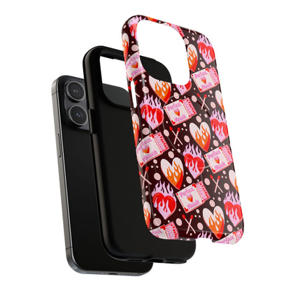 Phone Case — Flaming Heart & Ticket Pattern Tough Magnetic Case
