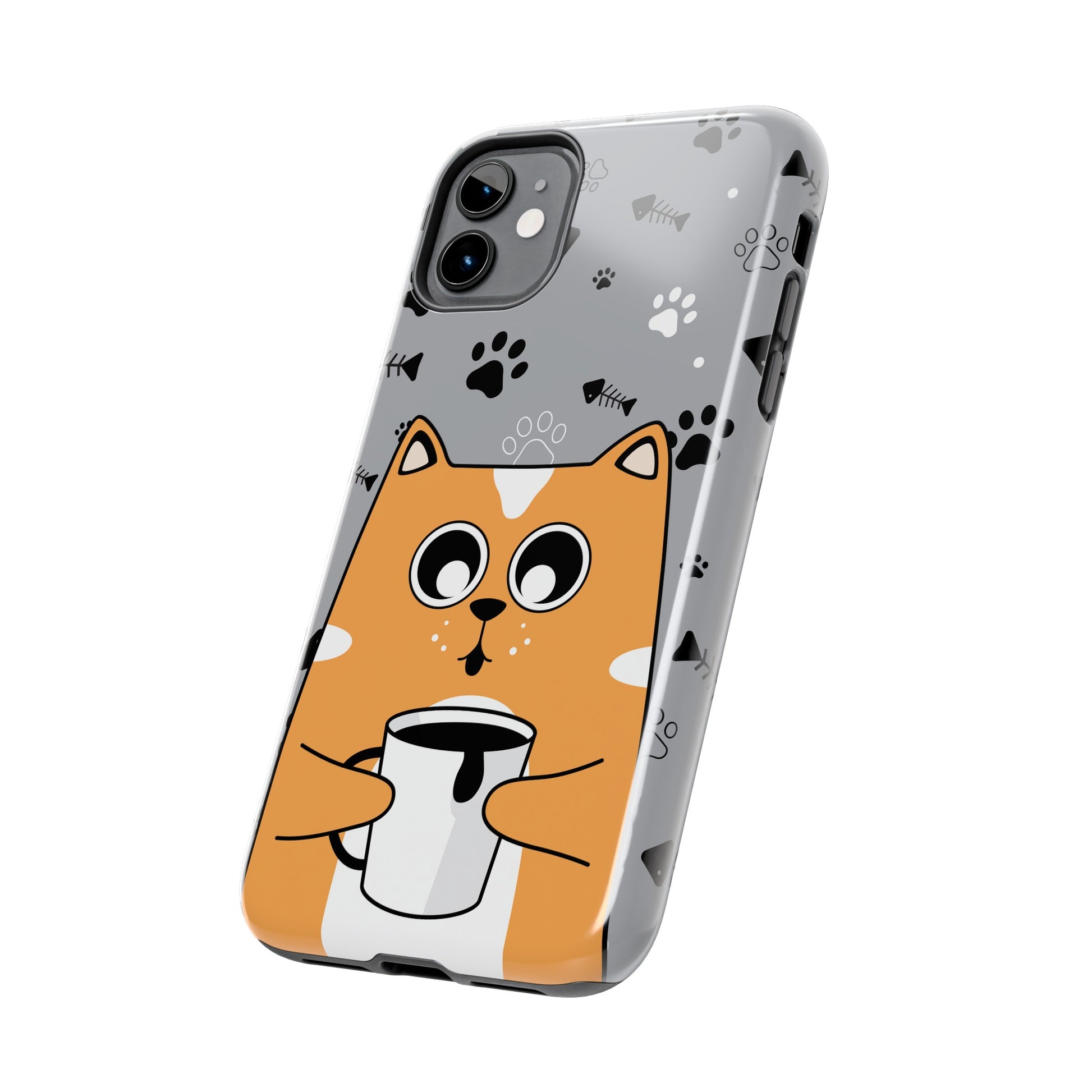 Cat Drinking Coffee Tough Phone Case - Awfullynerdy.co