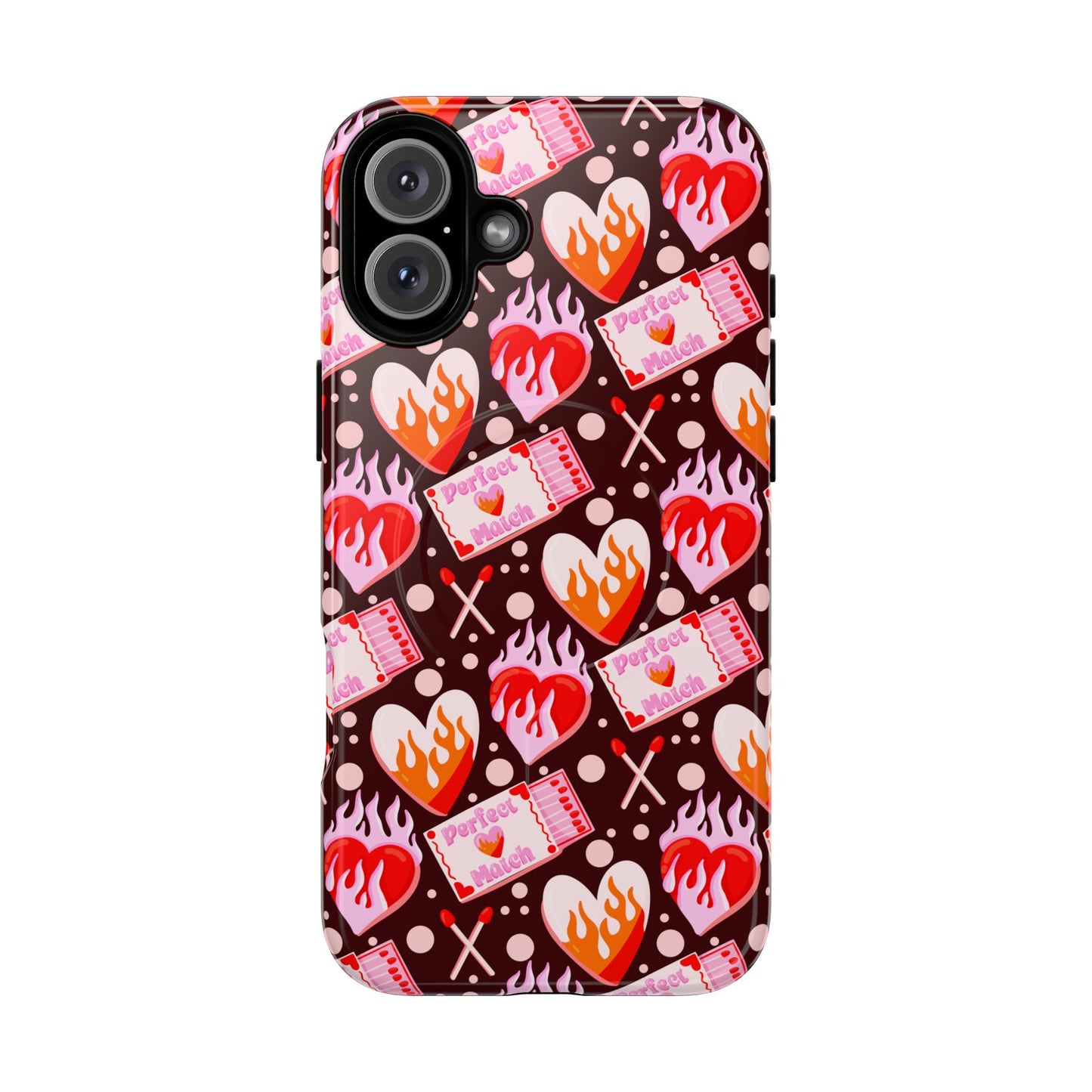 Phone Case — Flaming Heart & Ticket Pattern Tough Magnetic Case