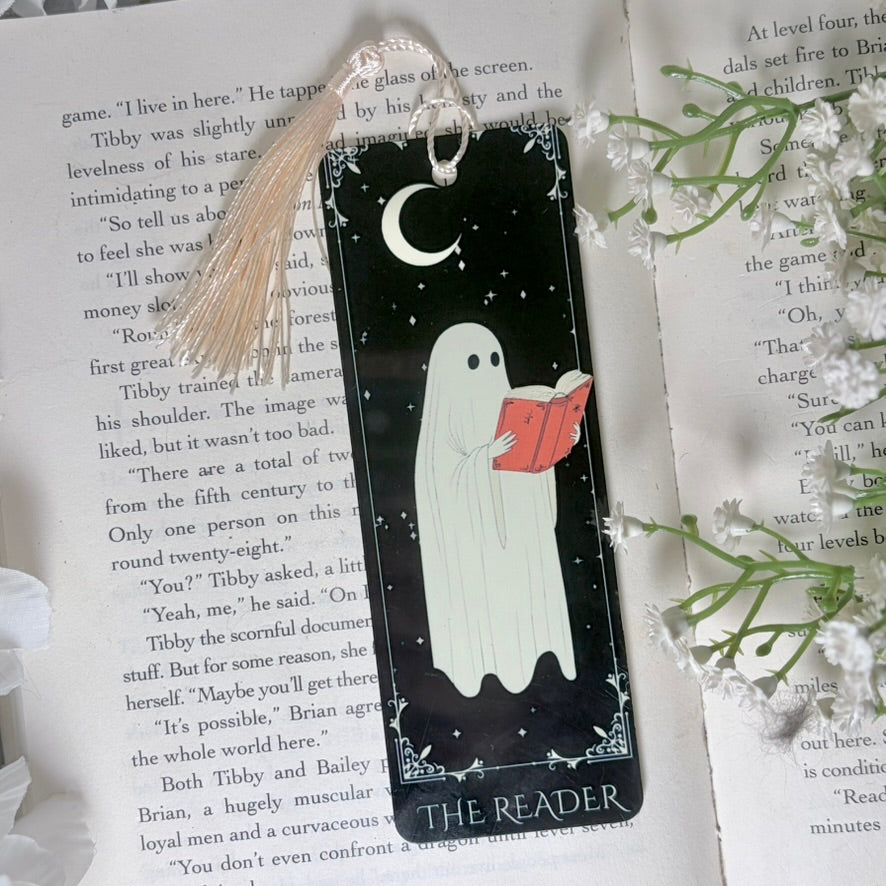 The Reader Ghost Metal Bookmark