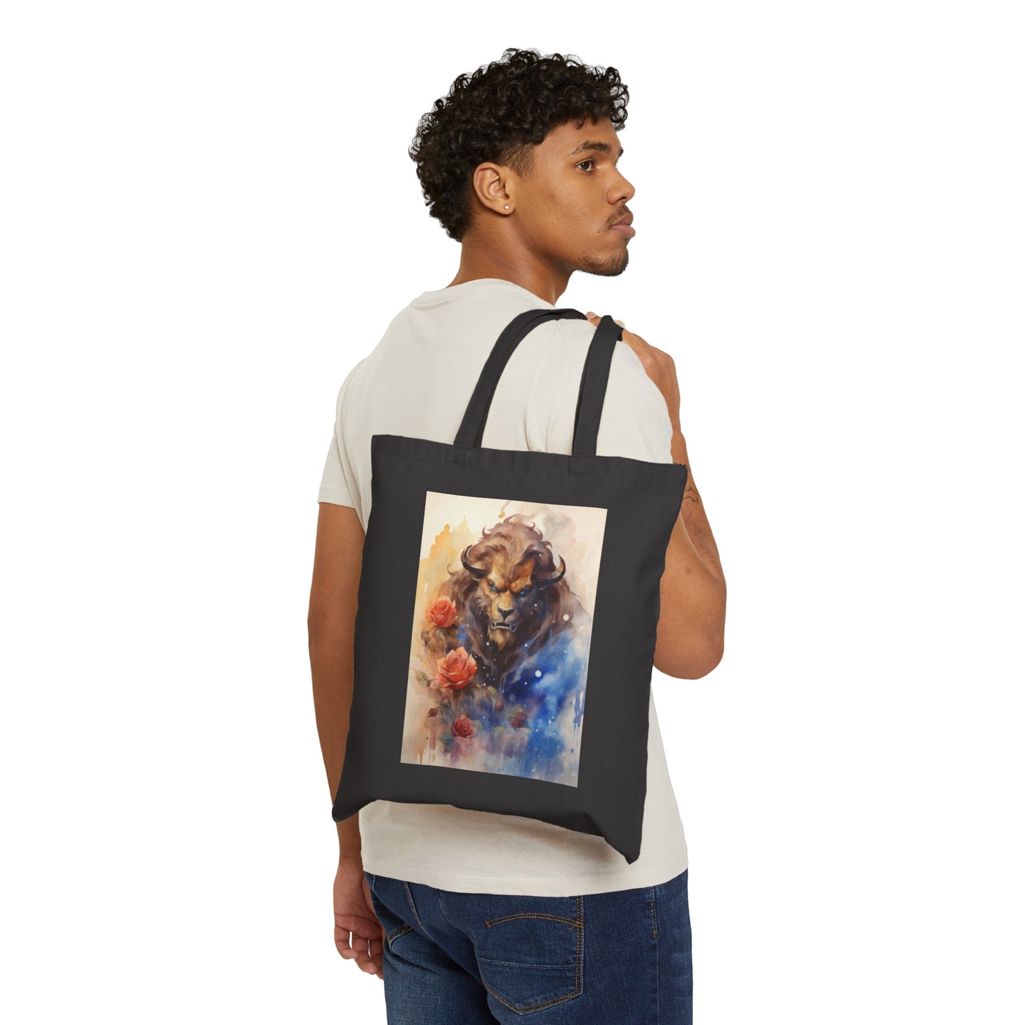 Dual-Sided Princess and Beast Cotton Canvas Tote Bag