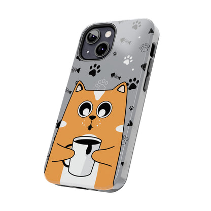 Cat Drinking Coffee Tough Phone Case - Awfullynerdy.co