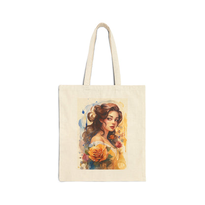 Dual-Sided Princess and Beast Cotton Canvas Tote Bag