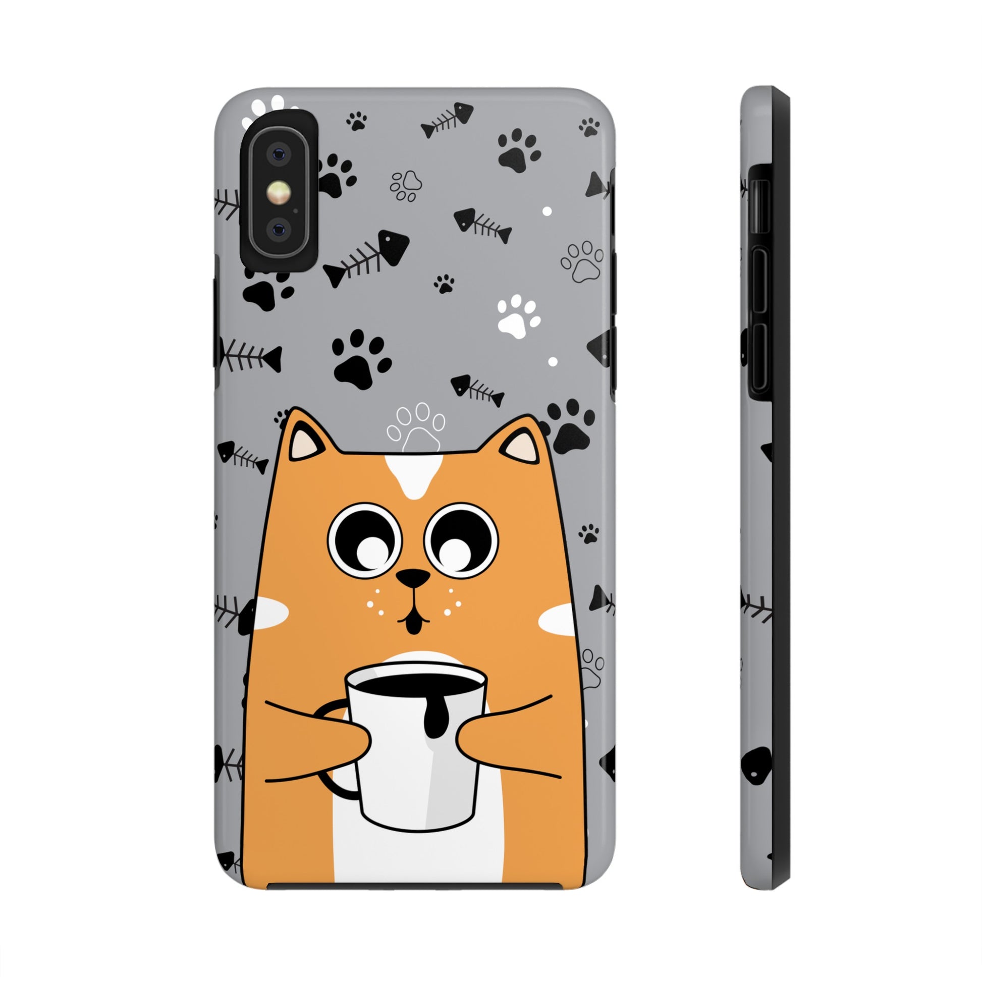 Cat Drinking Coffee Tough Phone Case - Awfullynerdy.co