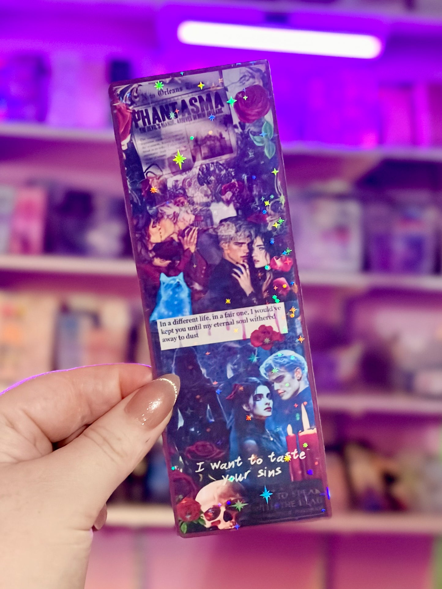 Phantasma Inspired Collage Cardstock Bookmark - Sparkle Finish