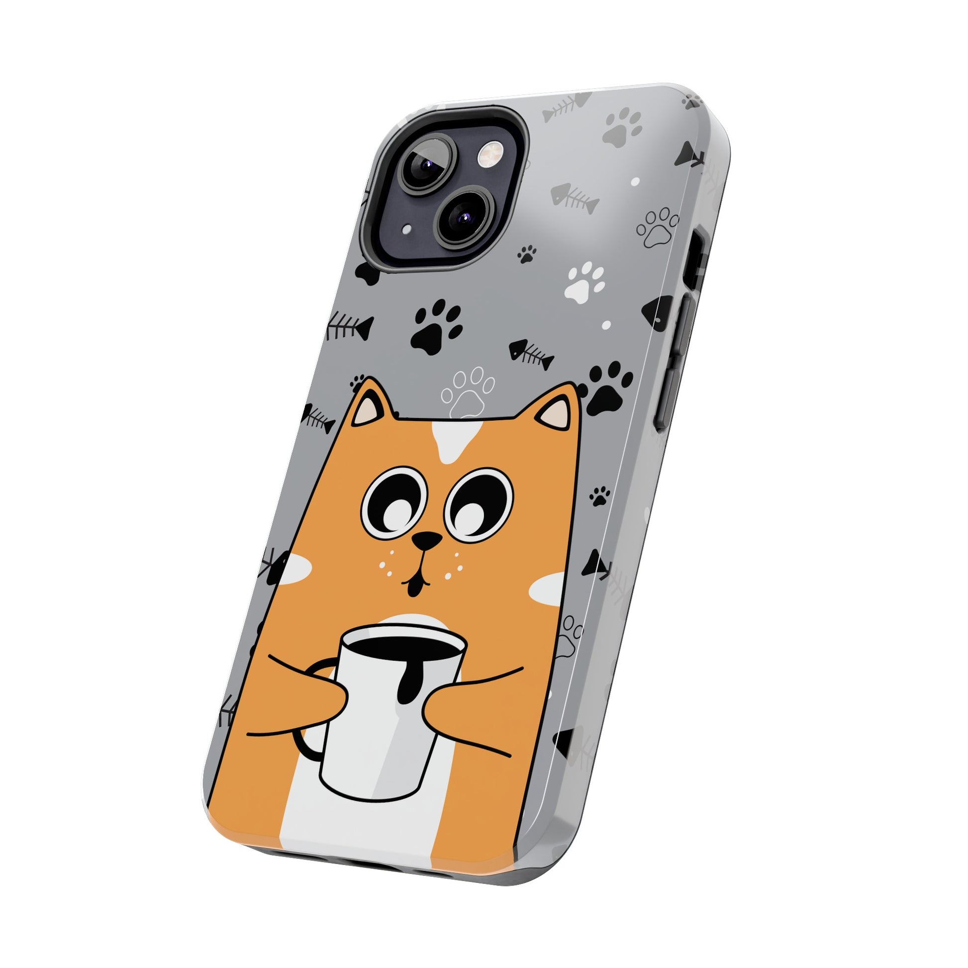 Cat Drinking Coffee Tough Phone Case - Awfullynerdy.co