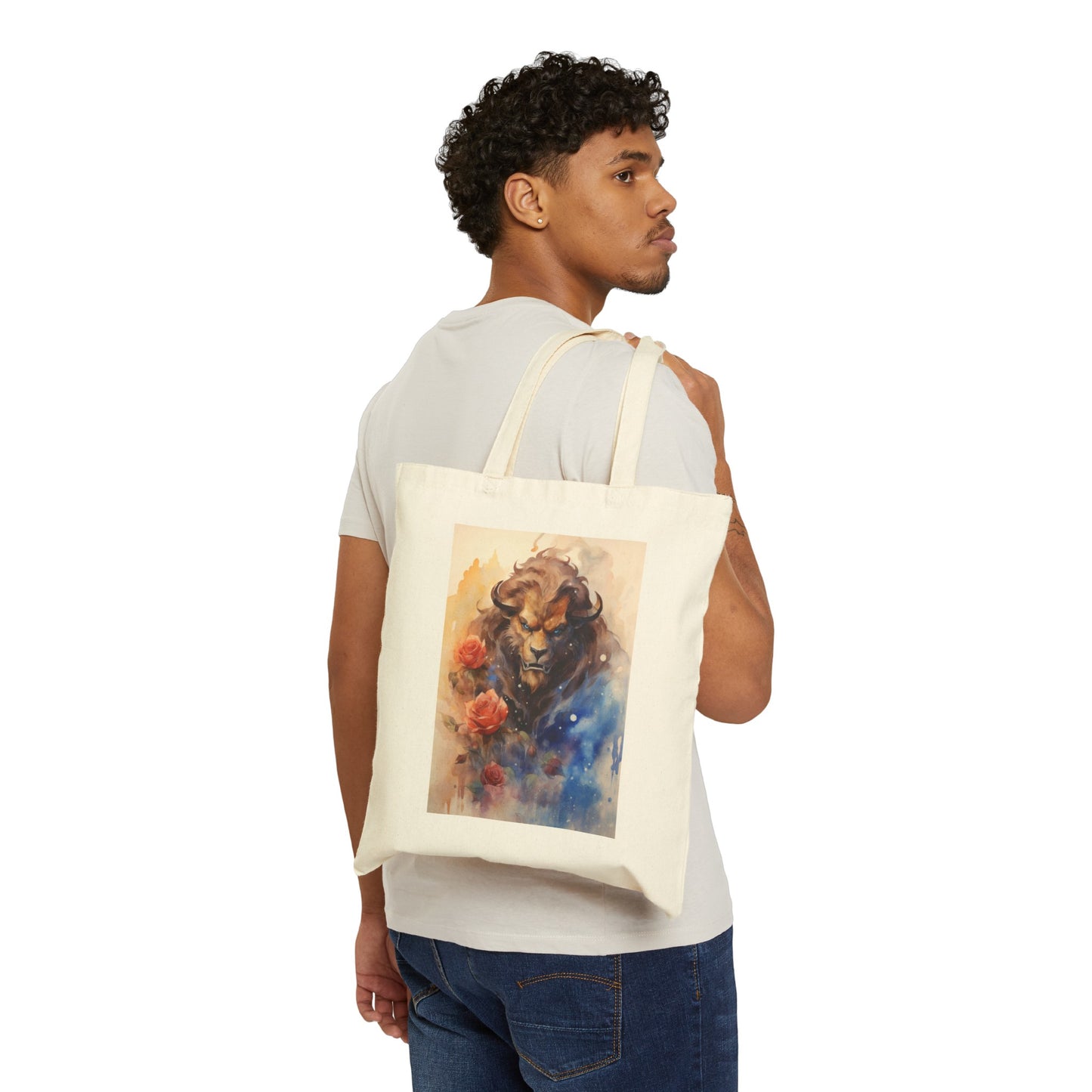 Dual-Sided Princess and Beast Cotton Canvas Tote Bag