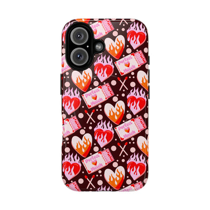 Phone Case — Flaming Heart & Ticket Pattern Tough Magnetic Case