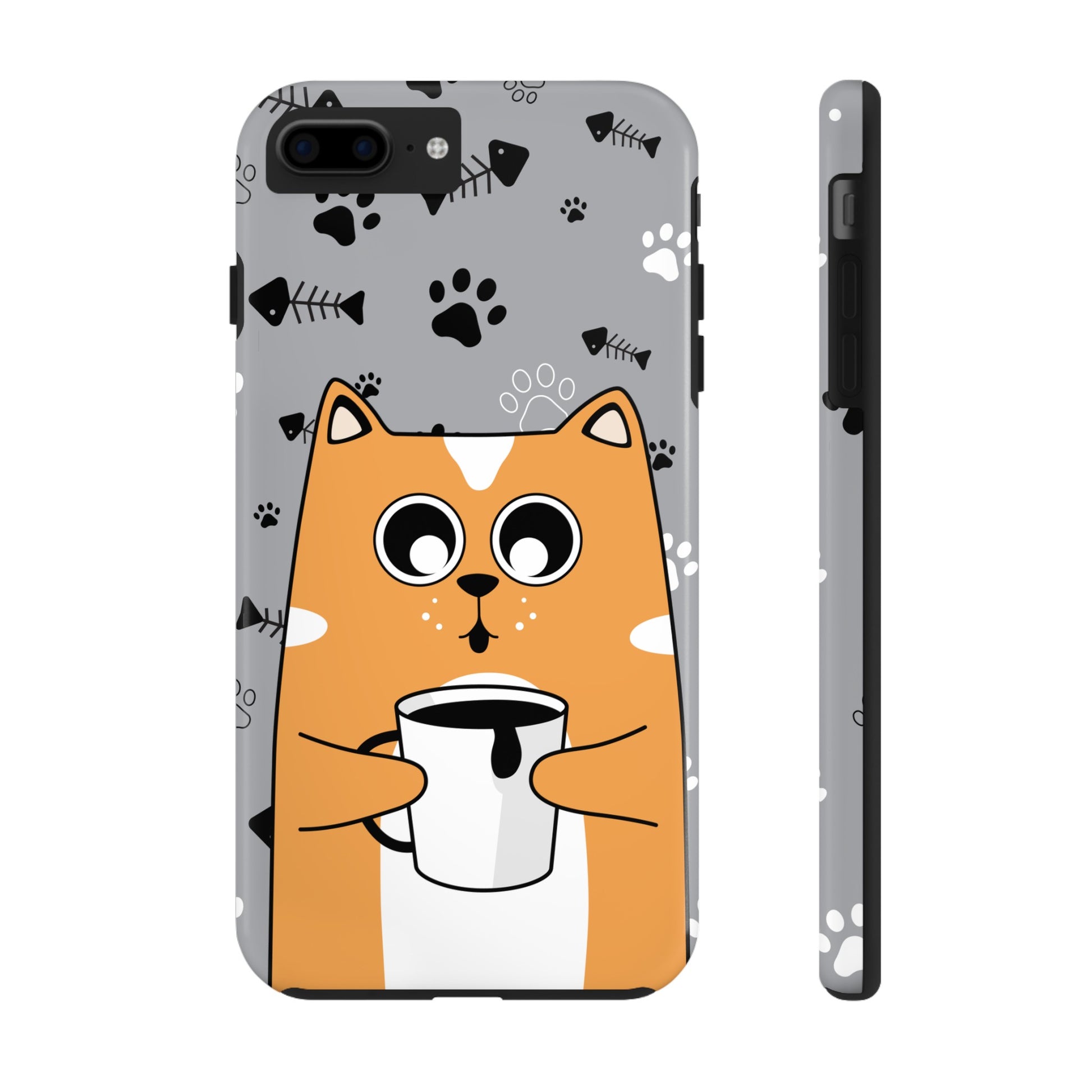 Cat Drinking Coffee Tough Phone Case - Awfullynerdy.co