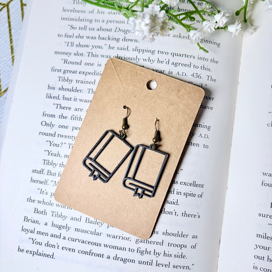 3D Printed Black Books Earrings - Awfullynerdy.co