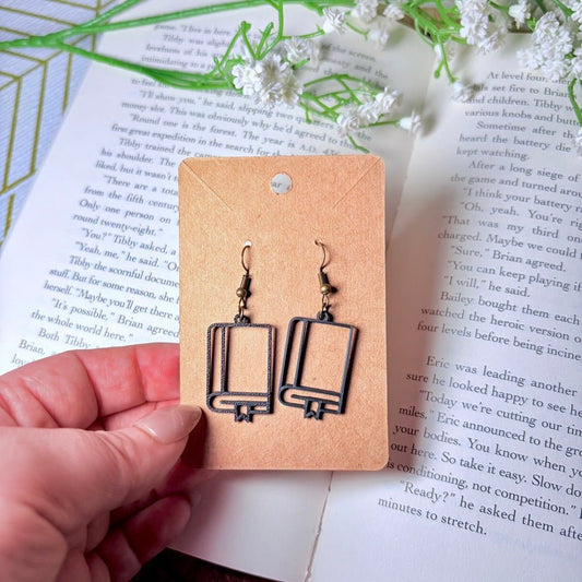 3D Printed Black Books Earrings - Awfullynerdy.co