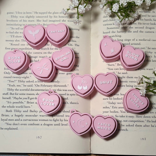 3d Printed Bookish Conversation Hearts Fidget Clicker - Multiple Options - Awfullynerdy.co