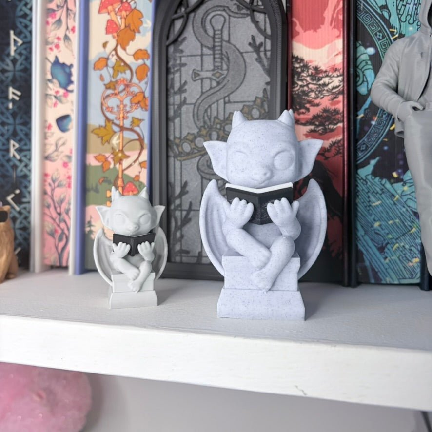 3d Printed Cute Gargoyle Reading a Book Bookshelf Decor - Awfullynerdy.co