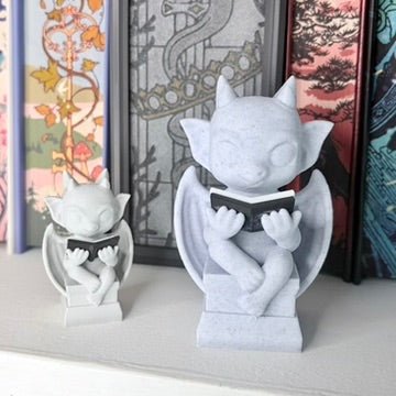 3d Printed Cute Gargoyle Reading a Book Bookshelf Decor - Awfullynerdy.co