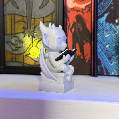 3d Printed Cute Gargoyle Reading a Book Bookshelf Decor - Awfullynerdy.co