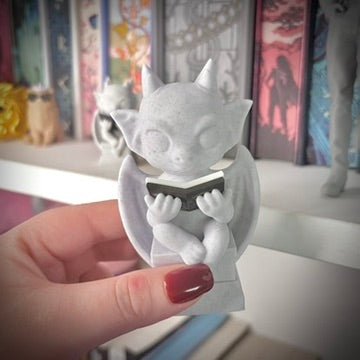 3d Printed Cute Gargoyle Reading a Book Bookshelf Decor - Awfullynerdy.co