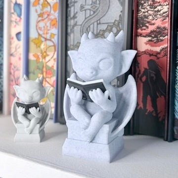 3d Printed Cute Gargoyle Reading a Book Bookshelf Decor - Awfullynerdy.co